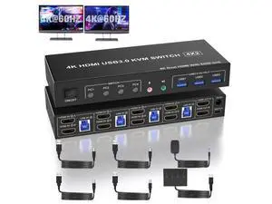 Vszerda USB 3.0 HDMI KVM Switch 2 Monitors 4 Computers, Support EDID, 4K@60Hz KVM Switch HDMI Dual Monitor 4 PCs, with Audio Microphone and 3 USB 3.0 Ports, PC Monitor Keyboard Mouse Switcher for 4 PC Vszerda USB 3.0 HDMI KVM Switch 2 Monitors 4 Computers, Support EDID, 4K@60Hz KVM Switch HDMI Dual Monitor 4 PCs, with Audio Microphone and 3 USB 3.0 Ports, PC Monitor Keyboard Mouse Switcher for 4 PC