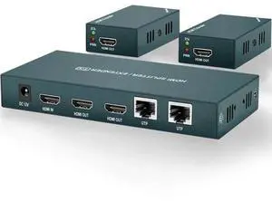 HDMI Extender Splitter 1x2, HD1080P@60Hz & 3D Visual, Extending 165ft (50m) Length Transmission Over CAT5e/CAT6/CAT7 Cable, 2 Channel Transmission with 2 HDMI Loop Out1 HDMI Extender Splitter 1x2, HD1080P@60Hz & 3D Visual, Extending 165ft (50m) Length Transmission Over CAT5e/CAT6/CAT7 Cable, 2 Channel Transmission with 2 HDMI Loop Out1