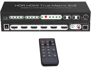 Vszerda 2.1 8K HDMI Matrix 4x2, 8K @30Hz 8K@60HZ 4K@60Hz 120Hz HDMI Switch HDR ARC/CEC Switch Splitter 4 in 2 Out Optical SPDIF 5.1CH + RCA Stereo Audio Extractor HDMI Switcher Vszerda 2.1 8K HDMI Matrix 4x2, 8K @30Hz 8K@60HZ 4K@60Hz 120Hz HDMI Switch HDR ARC/CEC Switch Splitter 4 in 2 Out Optical SPDIF 5.1CH + RCA Stereo Audio Extractor HDMI Switcher