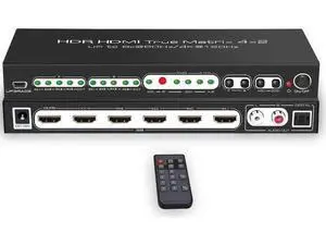 Vszerda 8K 4x2 HDMI Matrix Switch,4 in 2 Out Matrix HDMI2.1 Video Switcher Splitter +Optical & RAC Audio Output, Support 8K @60Hz 4K@120Hz HDR10 ARC with IR Remote Control for PS5 Xbox Vszerda 8K 4x2 HDMI Matrix Switch,4 in 2 Out Matrix HDMI2.1 Video Switcher Splitter +Optical & RAC Audio Output, Support 8K @60Hz 4K@120Hz HDR10 ARC with IR Remote Control for PS5 Xbox