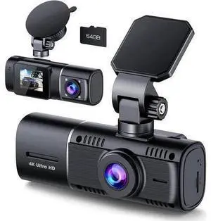 Vszerda 4K Dual Dash Cam Front and Inside, 2160P+1080P IR Night Vision Cabin Car Camera with 64GB Memory Card, Wide Angle Mini Dash Camera Car Video with Parking Mode for Taxi Vszerda 4K Dual Dash Cam Front and Inside, 2160P+1080P IR Night Vision Cabin Car Camera with 64GB Memory Card, Wide Angle Mini Dash Camera Car Video with Parking Mode for Taxi