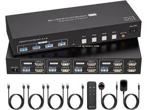 Vszerda Dual Monitor HDMI KVM Switch 4 Computers 2 Monitors 8K@60Hz 4K@120Hz 4 Port KVM Switches for 4 PC Share 4 USB 3.0 Devices Support Copy and Extend Mode Includes Remote Control and Power Adapte Vszerda Dual Monitor HDMI KVM Switch 4 Computers 2 Monitors 8K@60Hz 4K@120Hz 4 Port KVM Switches for 4 PC Share 4 USB 3.0 Devices Support Copy and Extend Mode Includes Remote Control and Power Adapte