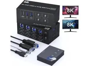 Vszerda Dual Monitor HDMI KVM Switch 2 Monitors 4 Computers Support 8K@60Hz 4K@120Hz, 4 in 2 Out HDMI KVM Switcher PC Extended Display, HDMI Monitor Switch for 4 PCs Share 2 Monitors 4 USB Devices Vszerda Dual Monitor HDMI KVM Switch 2 Monitors 4 Computers Support 8K@60Hz 4K@120Hz, 4 in 2 Out HDMI KVM Switcher PC Extended Display, HDMI Monitor Switch for 4 PCs Share 2 Monitors 4 USB Devices
