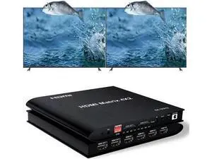 Vszerda 4x2 8K @60HZ HDMI Matrix Switcher, HDMI Matrix 4 in 2 Out 4K 120Hz HDR HDMI Splitter HDMI Scaler 8K 60Hz Sync, HDCP2.3 HDMI2.1 48 Gbps Matrix 4x2 with IR Remote and Power Adapter (US Standard) Vszerda 4x2 8K @60HZ HDMI Matrix Switcher, HDMI Matrix 4 in 2 Out 4K 120Hz HDR HDMI Splitter HDMI Scaler 8K 60Hz Sync, HDCP2.3 HDMI2.1 48 Gbps Matrix 4x2 with IR Remote and Power Adapter (US Standard)