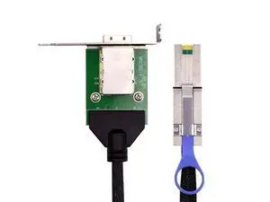 External Mini SAS SFF-8088 Male to SFF-8088 Female Extension Cable PCBA With Low Profile Bracket External Mini SAS SFF-8088 Male to SFF-8088 Female Extension Cable PCBA With Low Profile Bracket