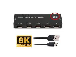 HDMI Splitter 8K 60hz Ultra-HD Converter Compatible 2.1 Switch 1-IN-4-OUT 48Gbps UHD Hub Support HDCP SST Extended 4K@120hz 3.5mm Audio HD-008-HUB01 HDMI Splitter 8K 60hz Ultra-HD Converter Compatible 2.1 Switch 1-IN-4-OUT 48Gbps UHD Hub Support HDCP SST Extended 4K@120hz 3.5mm Audio HD-008-HUB01