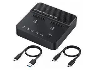 NVME M.2 NGFF M-Key Cloner Dual-Bay to Type-C USB-C One-Click Offline Clone Backup Enclosure 20Gbps Hyper Vertical Duplicator UC-111-20G+DC12V NVME M.2 NGFF M-Key Cloner Dual-Bay to Type-C USB-C One-Click Offline Clone Backup Enclosure 20Gbps Hyper Vertical Duplicator UC-111-20G+DC12V