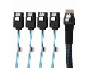 Slim Line SAS 4.0 SFF-8654 4i 38pin Host to 4 SATA 7pin Target Hard Disk Fanout Raid Cable 50cm SF-103 Slim Line SAS 4.0 SFF-8654 4i 38pin Host to 4 SATA 7pin Target Hard Disk Fanout Raid Cable 50cm SF-103