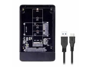 NGFF Combo M.2 NGFF B-key and mSATA SSD to USB Type-C Converter Case Enclosure with Switch UC-079-BK+SA-011 NGFF Combo M.2 NGFF B-key and mSATA SSD to USB Type-C Converter Case Enclosure with Switch UC-079-BK+SA-011