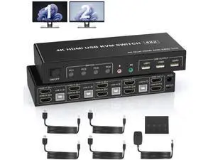 wusu 4 Port HDMI Dual Monitor KVM Switch, Supports EDID, 4K 60Hz KVM Switch 2 Monitors 4 Computers, with Audio Microphone Output and 3 USB 2.0 Ports, PC Monitor Keyboard Mouse Switcher for 4 PCs wusu 4 Port HDMI Dual Monitor KVM Switch, Supports EDID, 4K 60Hz KVM Switch 2 Monitors 4 Computers, with Audio Microphone Output and 3 USB 2.0 Ports, PC Monitor Keyboard Mouse Switcher for 4 PCs
