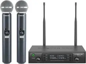 Phenyx Pro Wireless Microphone System, Dual Wireless Mics,w/ 2 Handhelds, Auto Scan,2x100 UHF Frequencies,328ft Range,Dynamic Microphone for Singing, Karaoke, Church(PTU-71-2H) Phenyx Pro Wireless Microphone System, Dual Wireless Mics,w/ 2 Handhelds, Auto Scan,2x100 UHF Frequencies,328ft Range,Dynamic Microphone for Singing, Karaoke, Church(PTU-71-2H)
