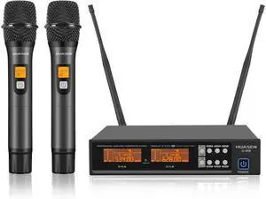 Wireless Microphone System,All Metal Dual Professional UHF Cordless Dynamic Mic Handheld Microphone System for Home Karaoke, Meeting, Party, Church, DJ, Wedding, for inandon Karaoke, 200ft HUASEN Wireless Microphone System,All Metal Dual Professional UHF Cordless Dynamic Mic Handheld Microphone System for Home Karaoke, Meeting, Party, Church, DJ, Wedding, for inandon Karaoke, 200ft HUASEN