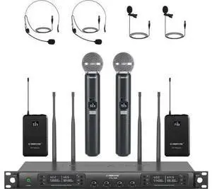 Phenyx Pro 4-Channel Wireless Microphone System w/Auto Scan, 4x40 UHF Frequencies, 2 Handheld Dynamic Mics, 2 Bodypacks & Headsets/Lapel Microphones for Singing, DJ, Church (PTU-7000-2H2B) Phenyx Pro 4-Channel Wireless Microphone System w/Auto Scan, 4x40 UHF Frequencies, 2 Handheld Dynamic Mics, 2 Bodypacks & Headsets/Lapel Microphones for Singing, DJ, Church (PTU-7000-2H2B)