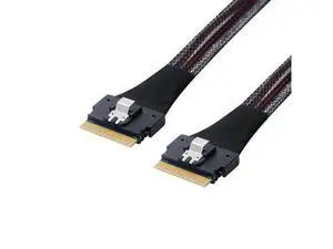 SAS 4.0 SFF-8654 8i 74pin Host to SFF-8654 Slim SAS Target Cable 50cm PCI-E Slim Line SAS 4.0 SFF-8654 8i 74pin Host to SFF-8654 Slim SAS Target Cable 50cm PCI-E Slim Line
