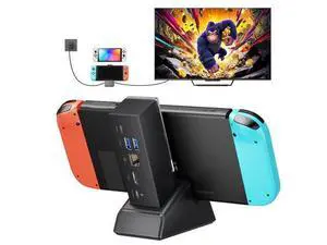 Switch Dock 7-in-1, Portable TV Dock with 4K@120Hz HDMI, Gigabit Ethernet, USB A and USB C 3.1, 100W PD Charging, Travel Docking Station Compatible with Switch - HB0704 Switch Dock 7-in-1, Portable TV Dock with 4K@120Hz HDMI, Gigabit Ethernet, USB A and USB C 3.1, 100W PD Charging, Travel Docking Station Compatible with Switch - HB0704