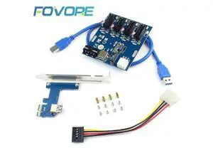 PCI-e to PCI Express 1 to 4 Slot Riser Card Mini ITX to External 4 PCIe Adapter Port Multiplier Card for Miner BTC PCI-e to PCI Express 1 to 4 Slot Riser Card Mini ITX to External 4 PCIe Adapter Port Multiplier Card for Miner BTC