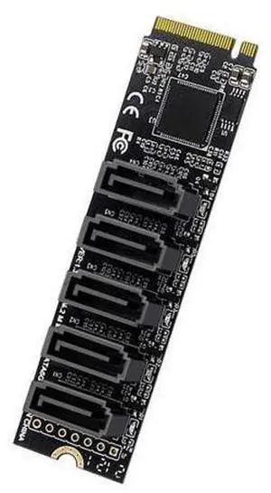 NVME M.2 NGFF M-Key PCI Express to SATA 3.0 6Gbps 5 Ports Adapter Converter Hard Drive Extension Card JMB585 2280 NVME M.2 NGFF M-Key PCI Express to SATA 3.0 6Gbps 5 Ports Adapter Converter Hard Drive Extension Card JMB585 2280