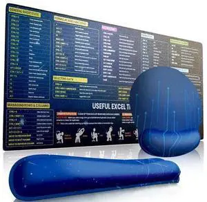 Excel Cheat Sheet Desk Pad, Excel Shortcuts Mousepad Set - 3in1 XL Mousepad + Keyboard Wrist Rest + Mouse Wrist Rest, Ergonomic Excel Mouse Pad Keyboard Mat Wrist Rest, for Office and Home Excel Cheat Sheet Desk Pad, Excel Shortcuts Mousepad Set - 3in1 XL Mousepad + Keyboard Wrist Rest + Mouse Wrist Rest, Ergonomic Excel Mouse Pad Keyboard Mat Wrist Rest, for Office and Home