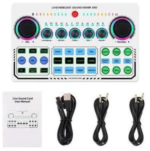 Portable Mixer,Professional Live Sound Card,Knob Design,Support for 12 Kinds of Warming Sound and a Key Mute,with Double Call Simple Port Design,Support for Two People Live at The Same Time Portable Mixer,Professional Live Sound Card,Knob Design,Support for 12 Kinds of Warming Sound and a Key Mute,with Double Call Simple Port Design,Support for Two People Live at The Same Time