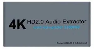 E12A HD 2.0 Audio Extractor Splitter HD to 2 HD Splitter 4K 60Hz HD to HD Optical SPDIF 3.5mm HD Audio Splitter Switcher E12A HD 2.0 Audio Extractor Splitter HD to 2 HD Splitter 4K 60Hz HD to HD Optical SPDIF 3.5mm HD Audio Splitter Switcher