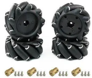 Mecanum Wheel 65mm 80mm 97mm Omni Wheel with 6mm Hexagonal Metal Coupling Motor Connector Tire for AGV Smart Robot (80mm black mecanum wheel *4) Mecanum Wheel 65mm 80mm 97mm Omni Wheel with 6mm Hexagonal Metal Coupling Motor Connector Tire for AGV Smart Robot (80mm black mecanum wheel *4)