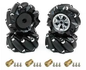 Mecanum Wheel 65mm 80mm 97mm Omni Wheel with 6mm Hexagonal Metal Coupling Motor Connector Tire for AGV Smart Robot (97mm black mecanum wheel *4) Mecanum Wheel 65mm 80mm 97mm Omni Wheel with 6mm Hexagonal Metal Coupling Motor Connector Tire for AGV Smart Robot (97mm black mecanum wheel *4)
