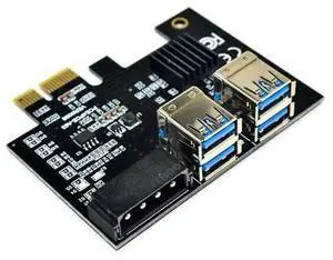 FOR PCI-E 1 To 4 Expansion Card PCI-E 1X To 16X 4 Port Dual Layer USB3.0 Graphics Adapter Expansion Card For BTC Mining FOR PCI-E 1 To 4 Expansion Card PCI-E 1X To 16X 4 Port Dual Layer USB3.0 Graphics Adapter Expansion Card For BTC Mining