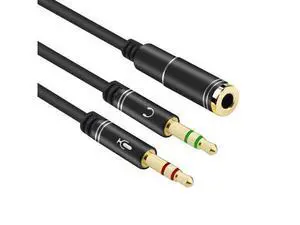 CYDZ Dual 3.5mm Male to Single Female Headphone Microphone Audio Splitter Cable for Cell Phone & Tablet & Laptop Black Color CYDZ Dual 3.5mm Male to Single Female Headphone Microphone Audio Splitter Cable for Cell Phone & Tablet & Laptop Black Color