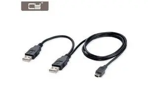 CYDZ USB2.0 2 Male to Mini 5 Pin Y Cable Data and Power Cable for Hard Disk Drive CAS CYDZ USB2.0 2 Male to Mini 5 Pin Y Cable Data and Power Cable for Hard Disk Drive CAS