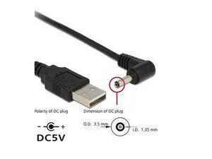 Right Angled 90 Degree 3.5mm 1.35mm DC power Plug Barrel 5v Cable 100cm to USB 2.0 Male Right Angled 90 Degree 3.5mm 1.35mm DC power Plug Barrel 5v Cable 100cm to USB 2.0 Male