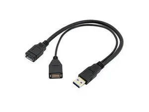 CYDZ Black USB 3.0 Male to Dual USB Female Extra Power Data Y Extension Cable for 2.5" Mobile Hard Disk CYDZ Black USB 3.0 Male to Dual USB Female Extra Power Data Y Extension Cable for 2.5" Mobile Hard Disk