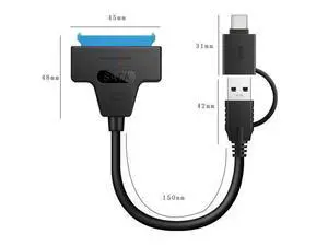 Type C & USB 3.0 Male to SATA 22 Pin 2.5" Hard disk driver SSD Adapter Cable for Macbook & Laptop Type C & USB 3.0 Male to SATA 22 Pin 2.5" Hard disk driver SSD Adapter Cable for Macbook & Laptop
