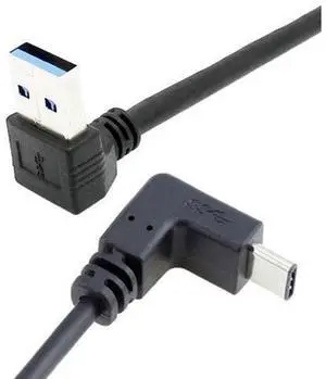 USB 3.1 USB-C Reversible Angled to 90D Up Angled A Male Data Cable for Laptop USB 3.1 USB-C Reversible Angled to 90D Up Angled A Male Data Cable for Laptop