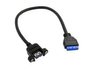 CYDZ Female USB 3.0 Single Port A Screw Mount Type to Up Angled Motherboard Header 20pin Cable 25cm CYDZ Female USB 3.0 Single Port A Screw Mount Type to Up Angled Motherboard Header 20pin Cable 25cm