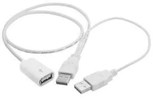 White USB 2.0 Female to Dual A Male Extra Power Data Y Extension Cable for 2.5" Mobile Hard Disk 60cm Allows 2 ports USB White USB 2.0 Female to Dual A Male Extra Power Data Y Extension Cable for 2.5" Mobile Hard Disk 60cm Allows 2 ports USB