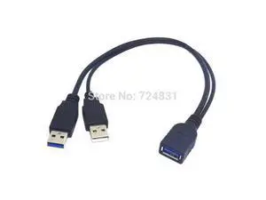 USB 3.0 Female to Dual USB Male Extra Power Data Y Extension Cable High Quality for 2.5" Mobile Hard Disk USB 3.0 Female to Dual USB Male Extra Power Data Y Extension Cable High Quality for 2.5" Mobile Hard Disk