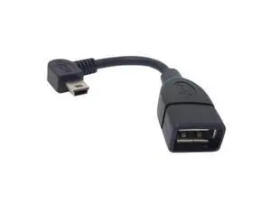 USB 2.0 A Female OTG to Left angled 90 Degree Mini B Male Cable 10cm USB 2.0 A Female OTG to Left angled 90 Degree Mini B Male Cable 10cm