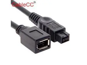Cablecc Black Color IEEE 1394 6PIN Female to 1394b 9PIN male Firewire 400 TO 800 Cable 10cm Cablecc Black Color IEEE 1394 6PIN Female to 1394b 9PIN male Firewire 400 TO 800 Cable 10cm