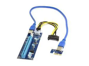 PCI-E 1x to 16x Mining Machine Extender Adapter with USB 3.0 & 6Pin Power Cable PCI-E 1x to 16x Mining Machine Extender Adapter with USB 3.0 & 6Pin Power Cable