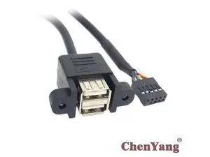 Motherboard 9 Pin Header to Stackable Dual USB 2.0 A Type Female Cable 50cm with Screw Panel Holes Motherboard 9 Pin Header to Stackable Dual USB 2.0 A Type Female Cable 50cm with Screw Panel Holes