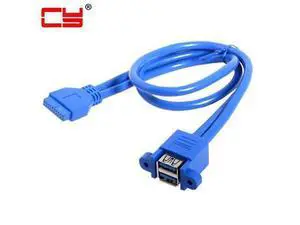 USB 3.0 Female Panel Type Dual Ports to Motherboard 20Pin Header Stackable Extending Converter Cord Adapter Cable 50cm USB 3.0 Female Panel Type Dual Ports to Motherboard 20Pin Header Stackable Extending Converter Cord Adapter Cable 50cm
