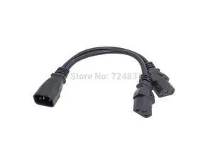 Y Type Splitter Adapter Cable Cord Single C14 to Dual 5-15R Short Power Y Type Splitter Adapter Cable Cord Single C14 to Dual 5-15R Short Power