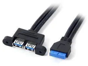 Dual Port USB 3.0 Female Screw Mount to Motherboard 20pin Header Cable 50cm w O Bracket Dual Port USB 3.0 Female Screw Mount to Motherboard 20pin Header Cable 50cm w O Bracket
