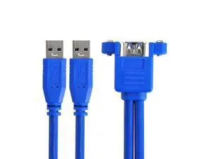 Combo Dual USB 3.0 Male to Stackable Female Extension Cable with Screw Panel Mount Holes 50cm Combo Dual USB 3.0 Male to Stackable Female Extension Cable with Screw Panel Mount Holes 50cm