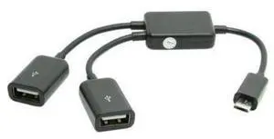 Micro USB Host OTG Adapter Cable with Dual Port Hub for Galaxy S5 S4 S3 & Tablet Black Color Micro USB Host OTG Adapter Cable with Dual Port Hub for Galaxy S5 S4 S3 & Tablet Black Color