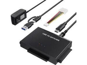 Hard Drive Reader SATA IDE to USB 3.0 Adapter USB + Type C to External Hard Drive Data Ultra Recovery Converter Kit for Universal 2.5 3.5 IDE HDD 2.5 SSD with 12V/2A Power Adapter Hard Drive Reader SATA IDE to USB 3.0 Adapter USB + Type C to External Hard Drive Data Ultra Recovery Converter Kit for Universal 2.5 3.5 IDE HDD 2.5 SSD with 12V/2A Power Adapter