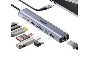 Biaze 8-in-1 USB-C Hub for MacBook Pro with 4K HDMI Adapter, Supporting 100W PD Fast Charging, 100Mbps Ethernet, 2 USB 3.0 Ports, and SD/TF Card Reader. Compatible with MacBook and Type-C laptops. Biaze 8-in-1 USB-C Hub for MacBook Pro with 4K HDMI Adapter, Supporting 100W PD Fast Charging, 100Mbps Ethernet, 2 USB 3.0 Ports, and SD/TF Card Reader. Compatible with MacBook and Type-C laptops.