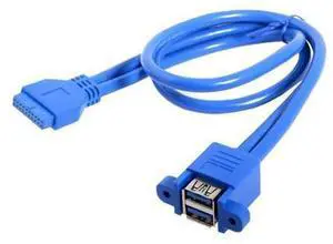 Adaptateur de câble pour carte mère avec vis de 50cm, double USB 3.0 A femelle, 2 ports vers USB 3.0 20 broches 19 broches femelle Adaptateur de câble pour carte mère avec vis de 50cm, double USB 3.0 A femelle, 2 ports vers USB 3.0 20 broches 19 broches femelle