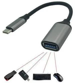 Adaptateur OTG Type C USB 3.1 vers USB 3.0, transmission à grande vitesse, câble de données OTG tressé avec coque en aluminium Adaptateur OTG Type C USB 3.1 vers USB 3.0, transmission à grande vitesse, câble de données OTG tressé avec coque en aluminium