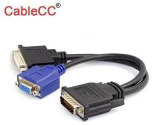 DMS-59 Male to DVI 24+5 Female & VGA RG 15pin Female Splitter Extension 15cm DMS-59 Male to DVI 24+5 Female & VGA RG 15pin Female Splitter Extension 15cm